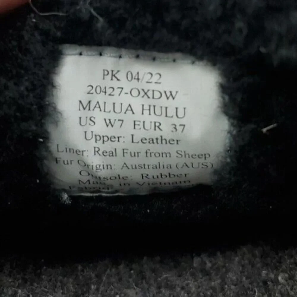 Olukai Malua Hulu Boots Women's Black Size 7 Shearling Lined Nubuck Leather